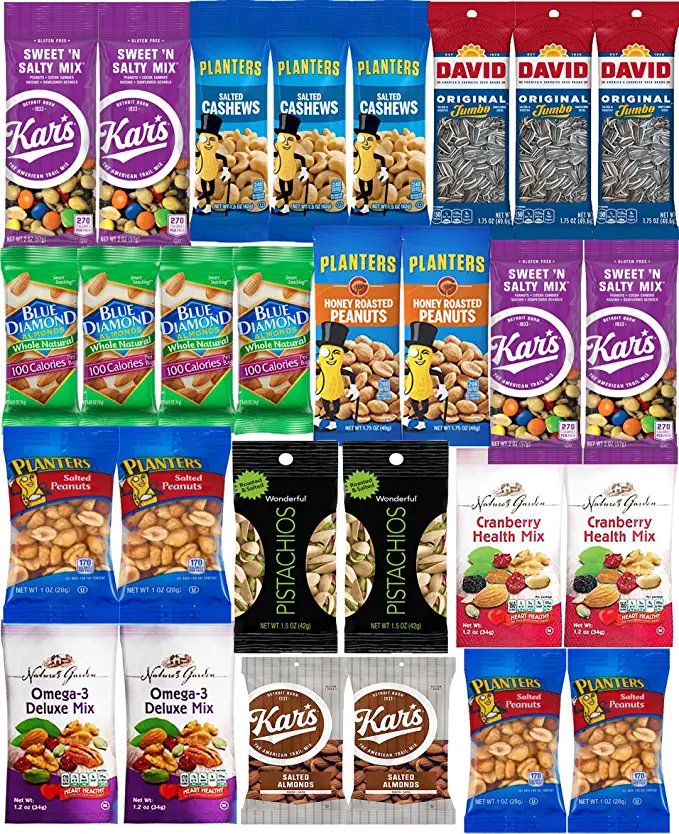 Nuts Snack Packs - Mixed Nuts and Trail Mix Individual Packs - Healthy Snacks Care Package (28 Count) - 850018858267