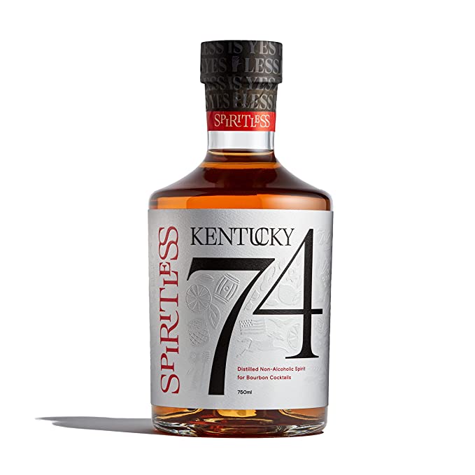 SPIRITLESS Kentucky 74 | Non-Alcoholic Bourbon Whiskey Spirit | Fully Distilled & Award-Winning Mocktail & Cocktail Ingredient | For Halfsies or Fully Spiritless | Non-GMO & Vegan | 750 ml Bottle (Pack of 1) - 850018886000