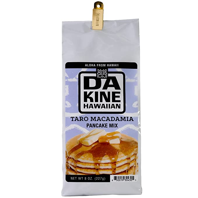  Da Kine Hawaiian Tropical Pancake Mixes | Delicious at Breakfast or Anytime | Assorted Flavors | Goes well with Da Kine Hawaiian Tropical Syrups | Easy to Prepare | 8 oz (Taro Macadamia)  - 850019304305