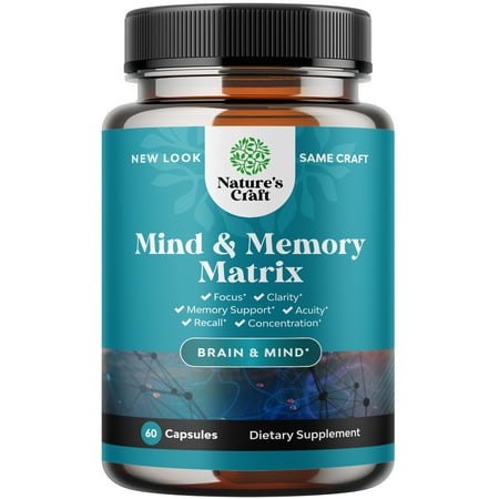 Mind and Memory Supplement for Brain Health - Nootropics Brain Support Supplement for Mental Focus Concentration and Performance - Brain Vitamins Blend for Cognitive Function Energy and Focus Support - 850019770896