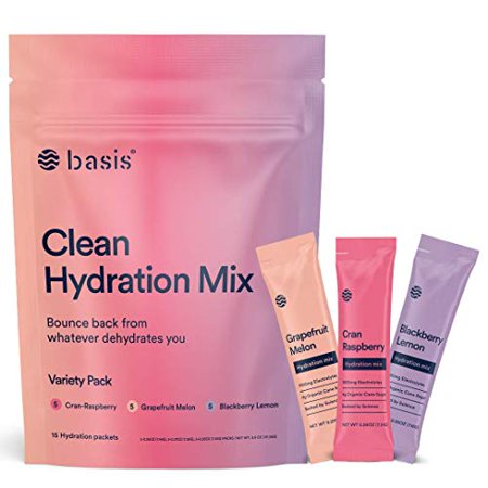 Basis Electrolyte Powder Clean Hydration Keto-Friendly Easy-Open Supplement Drink Mix Low Sugar Dehydration Relief - for Workout Illness Hangover Travel Sports Fatigue (Variety Pack - 850021524036