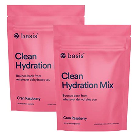 Basis Electrolyte Powder Clean Hydration Keto-Friendly Easy-Open Supplement Drink Mix Low Sugar Dehydration Relief - for Workout Illness Hangover Travel Sports Fatigue (Cran Raspber - 850021524074