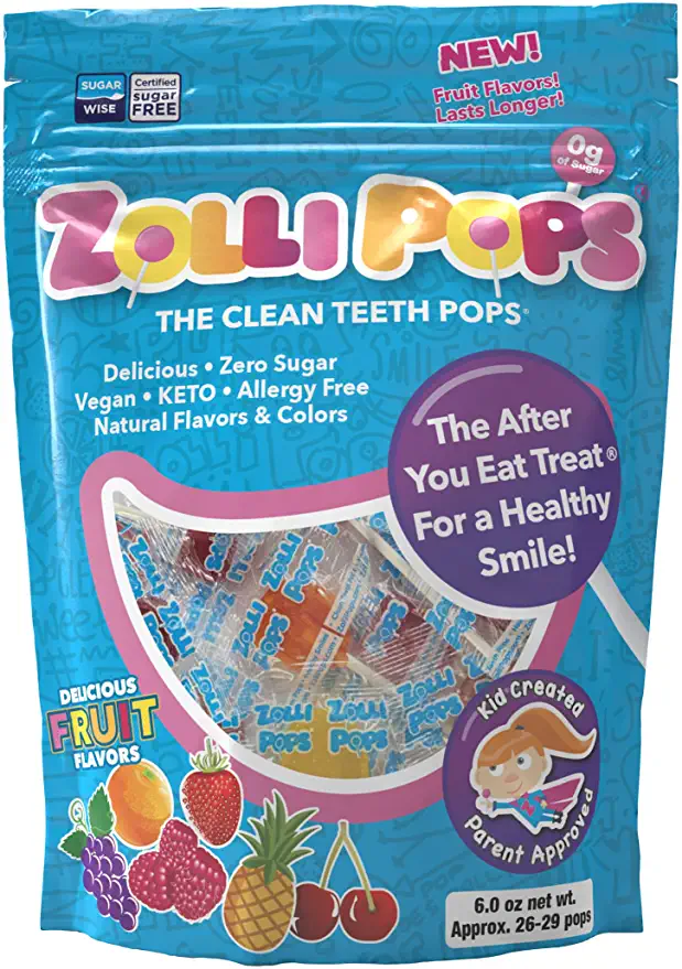 Zollipops Clean Teeth Lollipops - Assorted Flavors 6oz - Anti-Cavity, Sugar Free Candy with Xylitol for a Healthy Smile - Great for Kids, Diabetics, Vegan, and Keto Diet - 850022733291