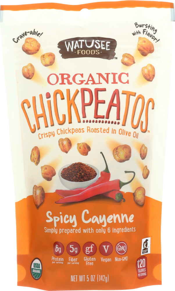 Watusee Foods, Chickpeatos Crispy Chickpeas Roasted In Olive Oil, Spicy Cayenne - 850024006034