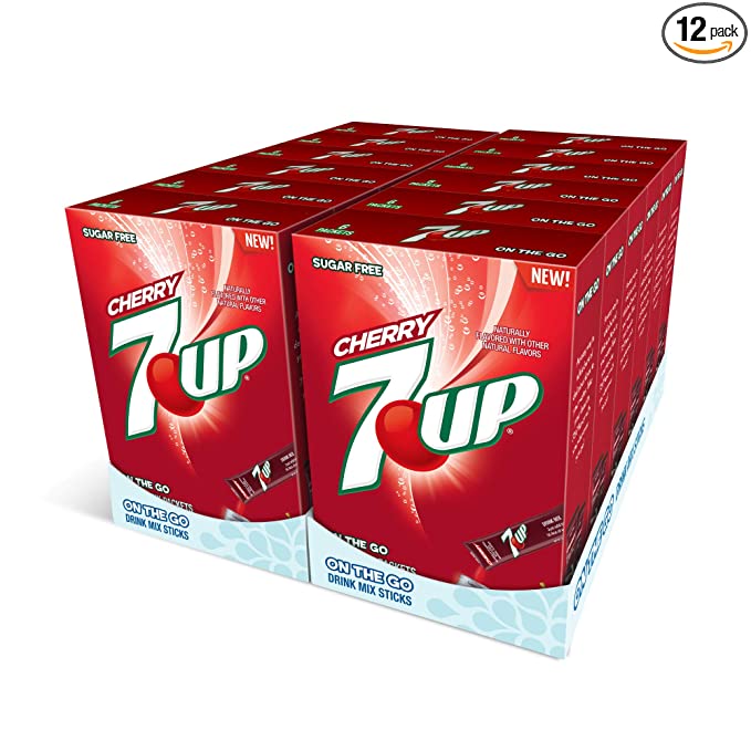  7-UP Powder Drink Mix – Sugar Free & Delicious (Cherry, 72 Sticks)  - 850027263090