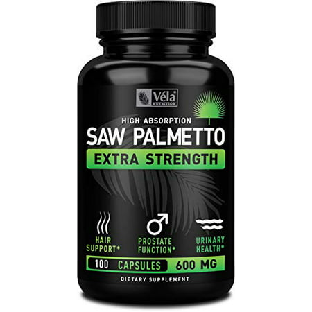 Véla Saw Palmetto Extract Supplement for Prostate Health Hair Loss Urinary Support | 100 Saw Palmetto Capsules Prostate Supplement for Frequent Urination Hair Loss for Men 600 MG - 850027967011