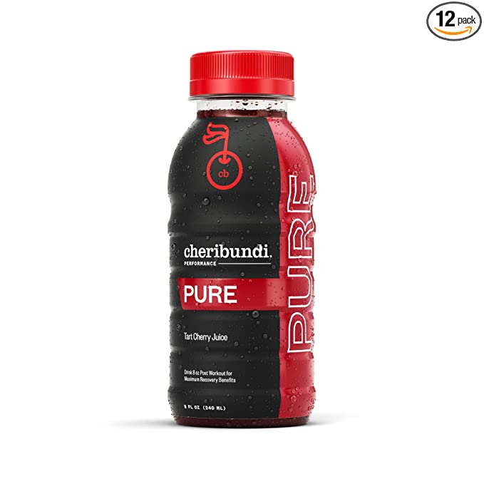  Cheribundi PURE Tart Cherry Juice - 100% Pure Tart Cherry Juice, No Sugar added - Pro Athlete Post Workout Recovery - Fight Inflammation and Support Muscle Recovery - 8 oz, 12 Pack  - 850029592112