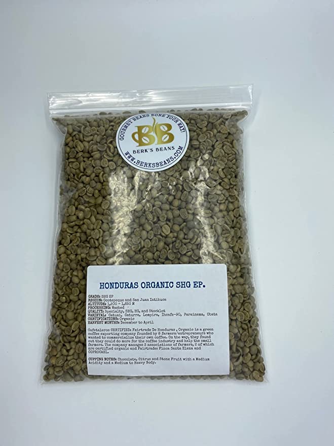 Berk's Beans Unroasted Coffee Beans - Bulk (3lbs) (Honduras Organic) - 850030398055