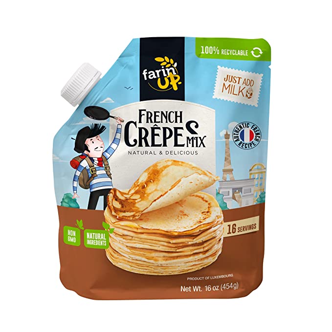  Farin' Up French Crepes Mix, Just Add Milk, Natural and Delicious, Non-GMO, 16 oz, 16 servings  - 850031672017