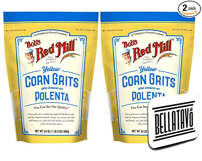 Yellow Corn Grits/ Polenta Bundle. Includes Two (2) 24 oz Packages of Bob's Red Mill Yellow Corn Grits/ Polenta and an Authentic BELLATAVO Ref Magnet! - 850031870673