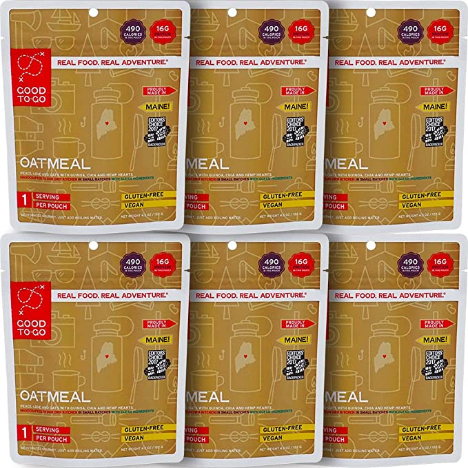 GOOD TO-GO Oatmeal - 6-Pack of Single Servings | Dehydrated Backpacking and Camping Food | Lightweight | Easy to Prepare - 850034755243