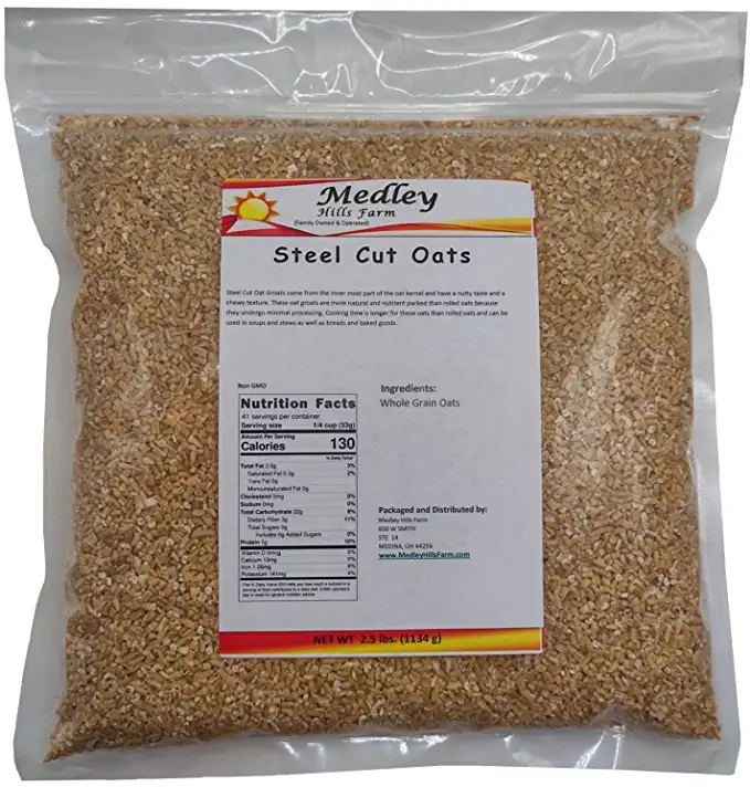  Medley Hills Farm Oatmeal steel cut oats - Irish Oatmeal - Whole Grain - Non GMO - Product of USA - 2.5 lbs - 850035490310