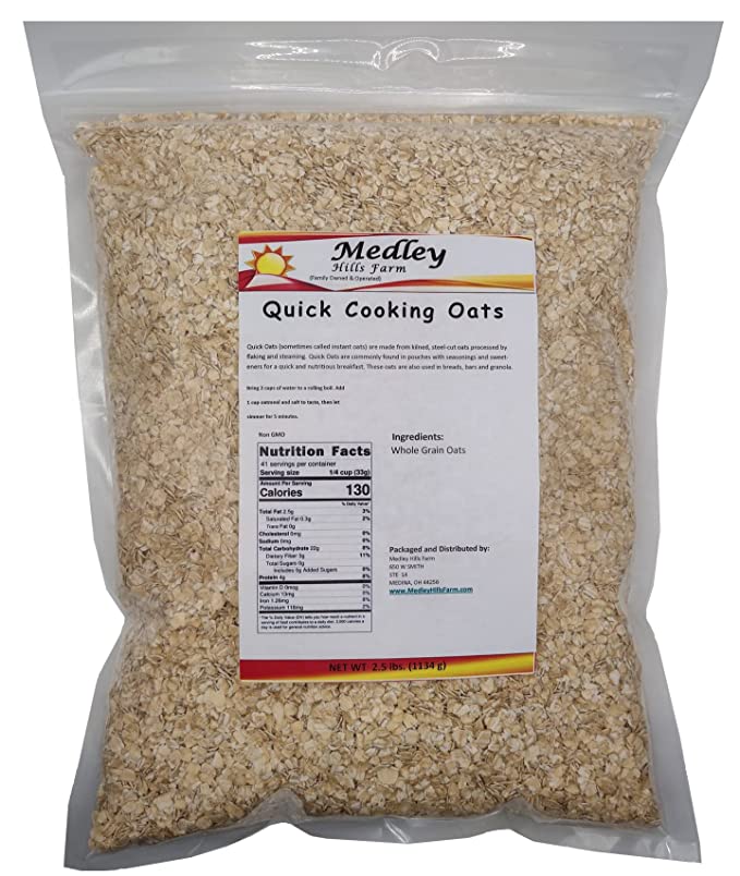  Medley Hills Farm Quick Cooking Oats | 100% Whole Grain | Non GMO | Product of USA | 2.5 Lbs - 850035490327
