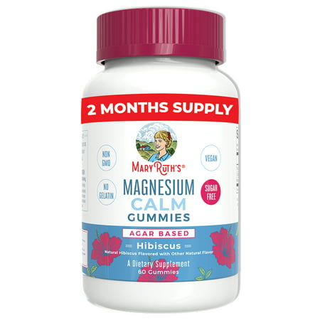 Magnesium Citrate Gummies by MaryRuth s | 2 Month Supply | Sugar Free | Magnesium Supplement | Calm Magnesium Gummies for Adults & Kids 4+ | Stress Relief Bone Nerve Gut Health | Vegan | 60 Count - 850036700470