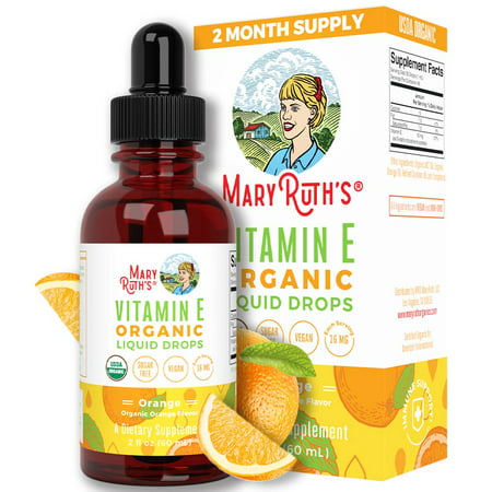 MaryRuth’s USDA Organic Vitamin E Liquid Drops | 2 Month Supply | Immune Support Bone & Joint Health Cognitive Health for Adults & Kids | Sugar Free | Vegan | Non-GMO | Gluten Free | 2oz - 850036700616