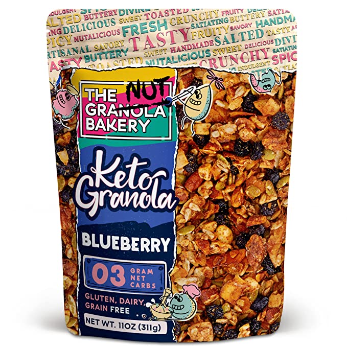 The Granola Bakery Blueberry Keto Granola Cereal | 3g Net Carb | Low Carb Snack, 11 Ounces - 850038562335