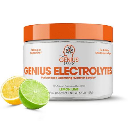 Electrolyte Powder– Hydration Booster Supplement with Electrolytes- Sugar Free Vegan Keto Friendly Energy- Genius Brand Lemon Lime - 850098008897