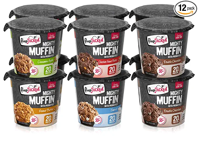 FlapJacked Mighty Muffins, Gluten-Free Variety| High Protein (20g) + Probiotics, 1.94 Ounce (Pack of 12) - 850171005546