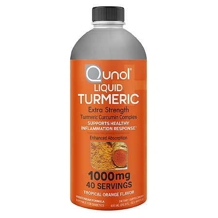 Qunol Liquid Turmeric Curcumin Complex with Bioperine Extra Strength Tropical Orange 1000 mg. - 40 Servings (20 oz) - 850184008091