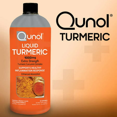 Qunol Liquid Turmeric Curcumin with Bioperine 1000mg Anti-Inflammatory Dietary Supplement Extra Strength 60 Servings - 850184008107