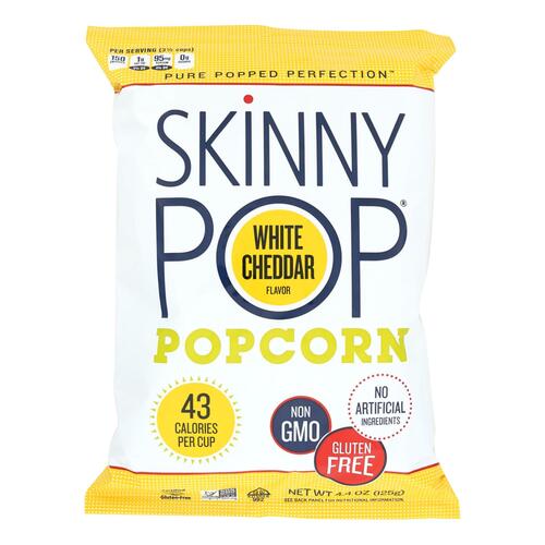 SKINNY POP: White Cheddar Flavor Popcorn, 4.4 oz - 0850251004179