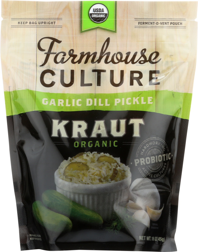 Garlic Dill Pickle Crunchy Kraut Wild Fermented Cabbage - hearty