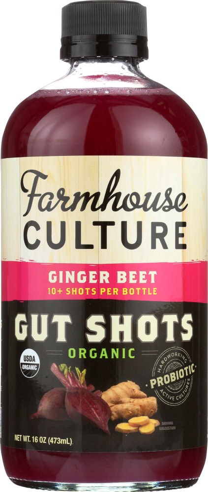 FARMHOUSE CULTURE: Beverage Gut Shots Ginger Beet, 16 oz - 0850273005192