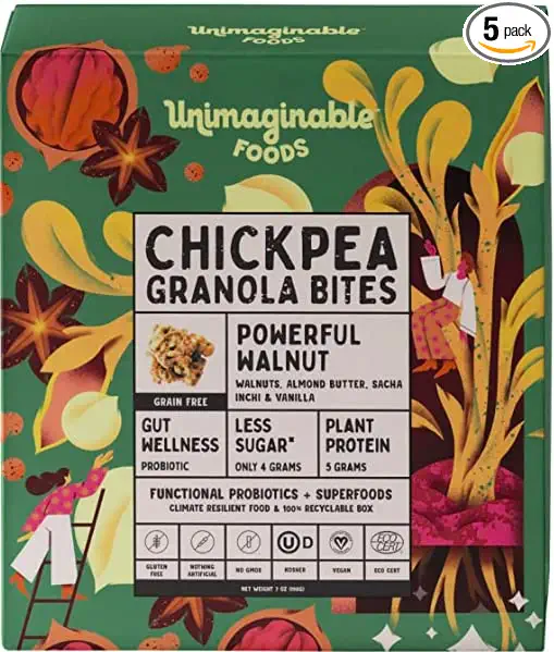  Chickpea Granola - Unimaginable Foods Powerful Walnut 5-Pack, Vegan, Non-GMO, Gluten Free, Dairy Free - 7 oz - 850314005167