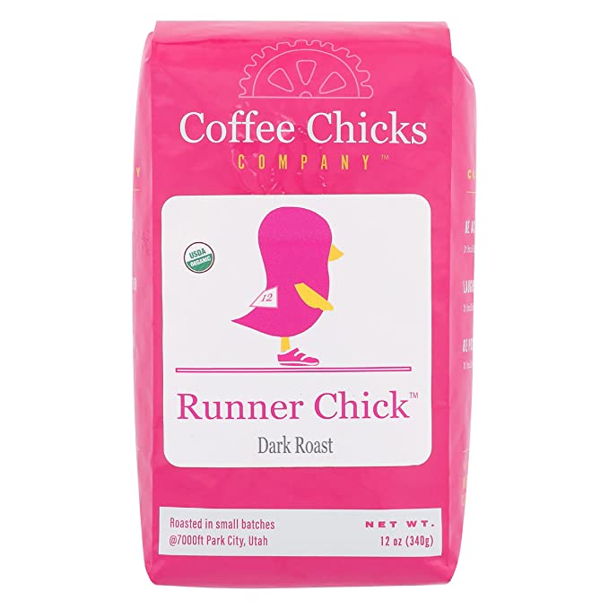  Coffee Chicks Company, Coffee Runner Chick Dark Roast Whole Bean Organic, 12 Ounce  - 850362008479