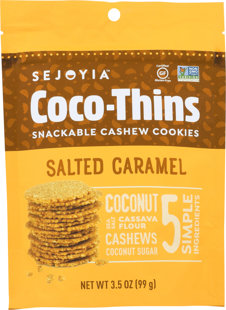 Coco-Thins Snackable Cashew Cookies, Salted Caramel - 850370005705