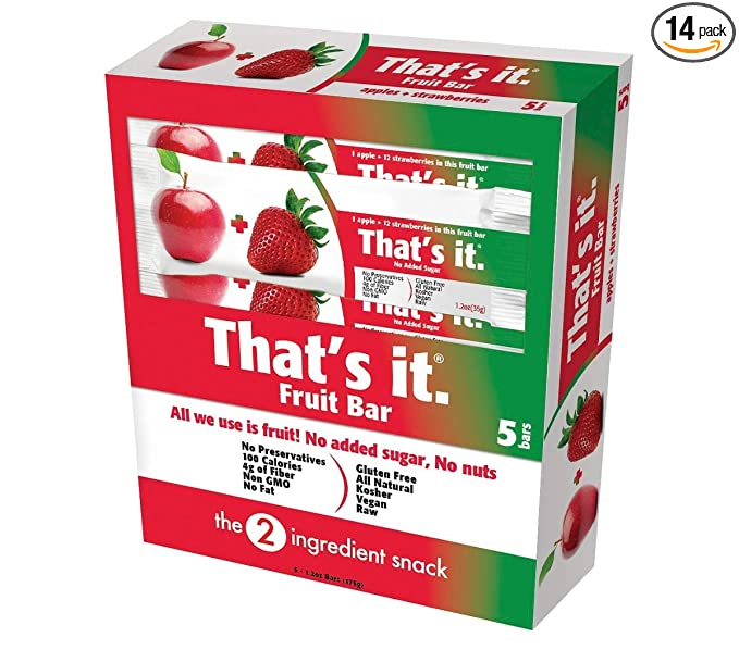  Thats It 318839 6 oz Bar Apple Strawberry44; 5 Count - Pack of 14 - 850397004637