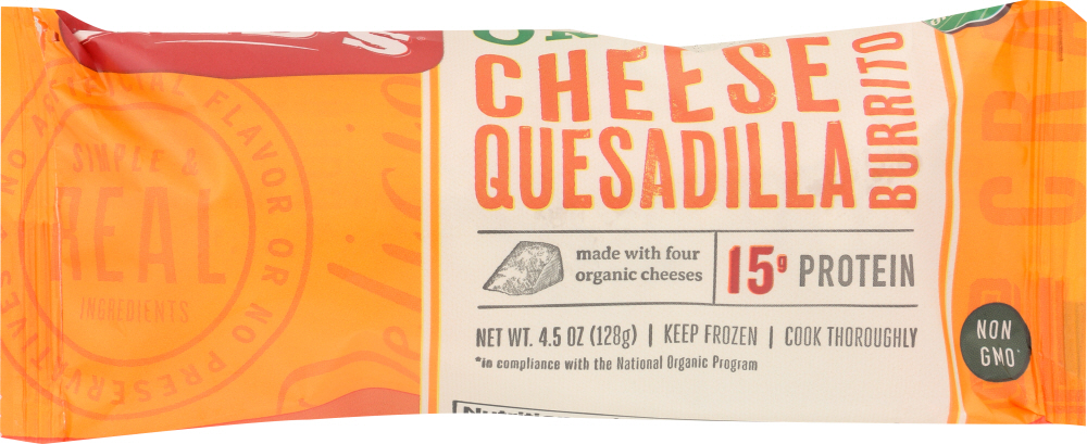 Cheese Quesadilla Organic Burrito, Cheese Quesadilla - 850416002620