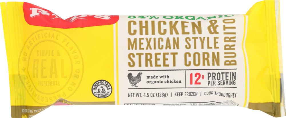 REDS: Chicken Mexican Corn Burrito, 4.5 oz - 0850416002637