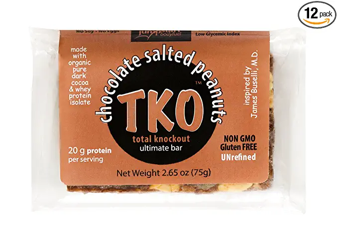 Jumpstart Bodyfuel TKO All Natural Gluten Free Protein Bars, Chocolate Salted Peanuts, 2.65 oz (12 Pack) - 850429002181