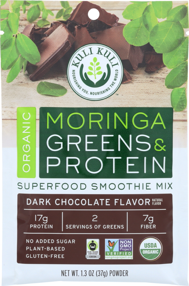 KULI KULI MO: Moringa Greens And Protein Dark Chocolate 37 Grams - 0850460005295