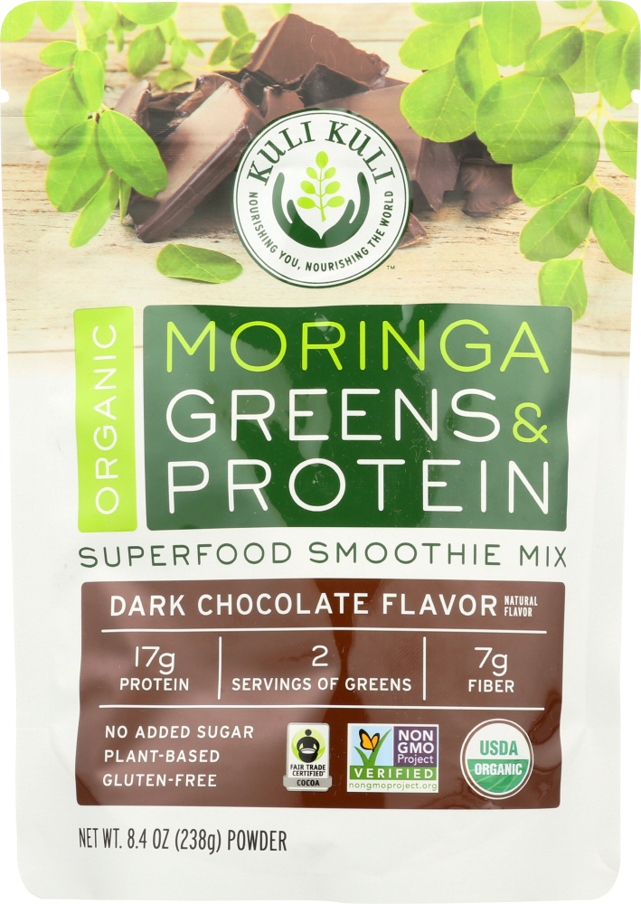 Dark Chocolate Organic Moringa Green Smoothie Mix With Plant Protein - 850460005325