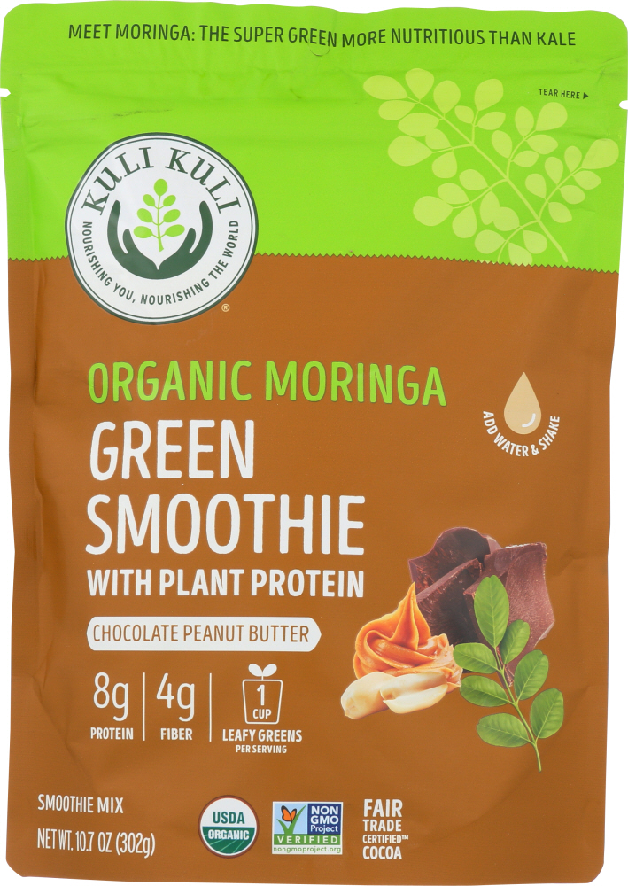 KULI KULI MO: Moringa Green Smoothie Mix Chocolate Peanut Butter, 10.7 oz - 0850460005400