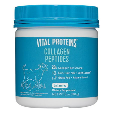 Vital Proteins Collagen Peptides Powder Supplement (Type I III) for Skin Hair Nail Joint - Hydrolyzed Collagen - Dairy and Gluten Free - 20g per Serving - Unflavored 5 oz Canister - 850502008109