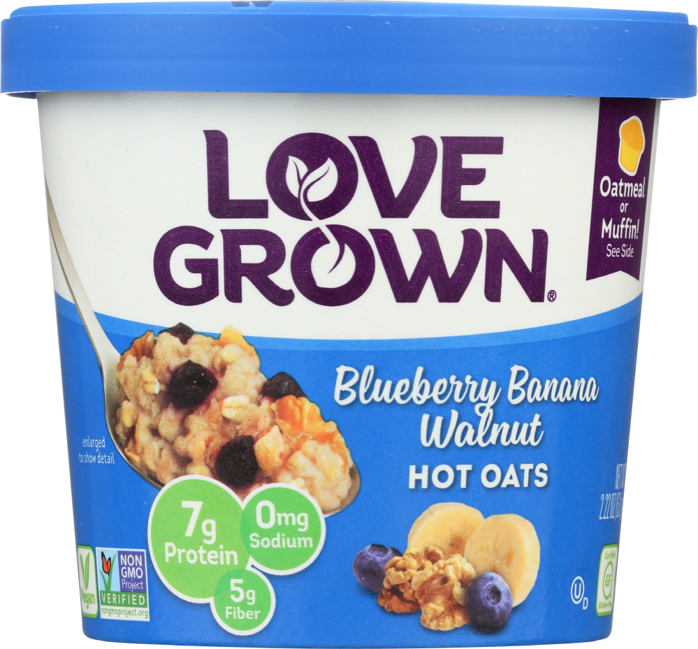 LOVE GROWN FOODS: Hot Oats Blueberry Banana Walnut, 2.22 oz - 0850563002160