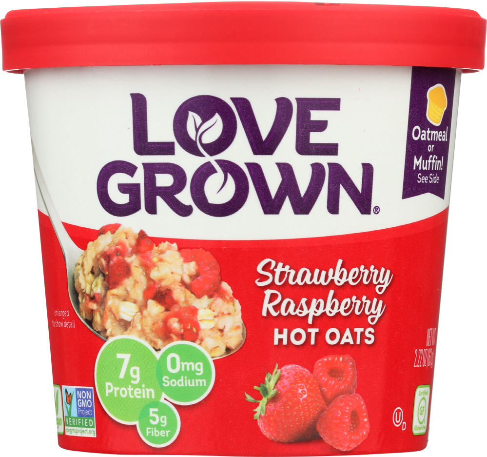 LOVE GROWN: Hot Oats Foods Strawberry Raspberry, 2.22 oz - 0850563002184