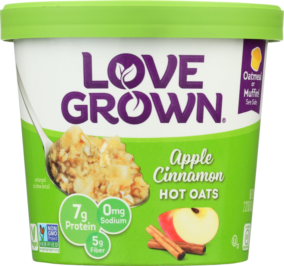 LOVE GROWN FOODS: Hot Oats Apple Cinnamon, 2.22 oz - 0850563002191