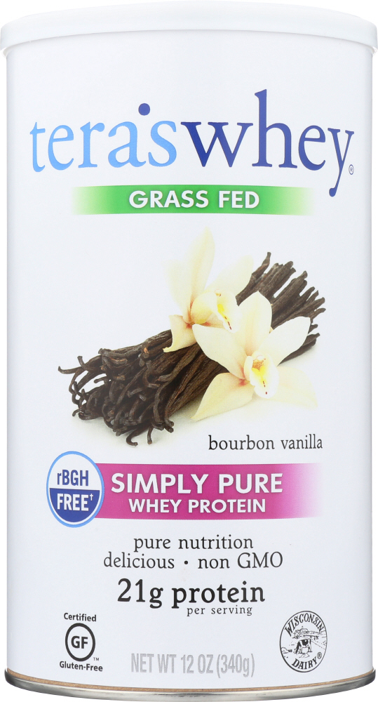 TERA’S WHEY: Grass Fed rBGH Free Whey Protein Bourbon Vanilla, 12 oz - 0850628002197