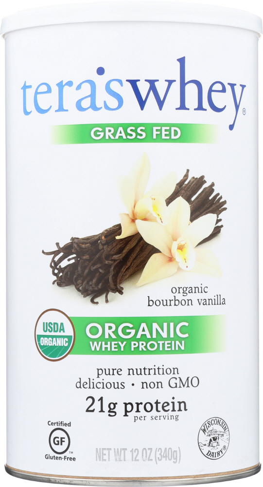 TERA’S WHEY: Grass Fed Organic Whey Protein Bourbon Vanilla, 12 oz - 0850628002548