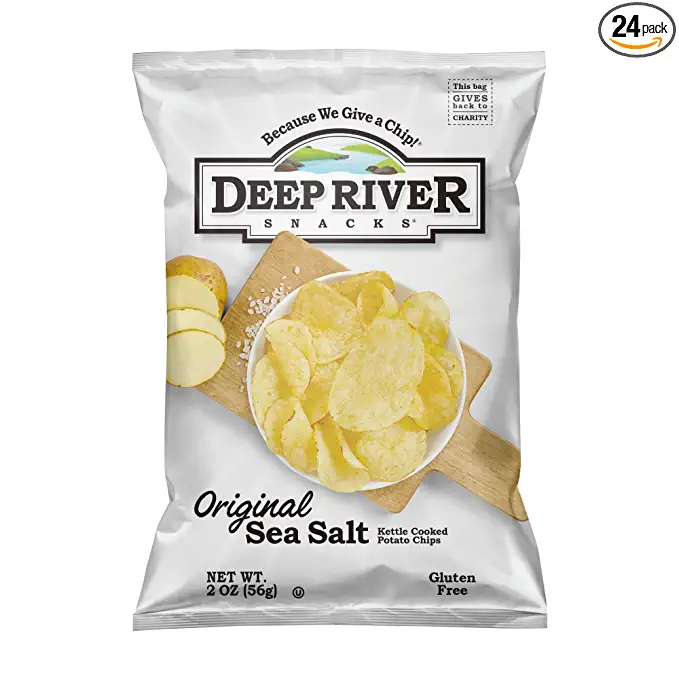  Deep River Snacks Original Sea Salt Kettle Cooked Potato Chips, 2 Ounce (Pack of 24)  - 850668000405