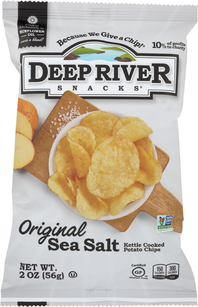 DEEP RIVER: Original Sea Salt Kettle Cooked Potato Chips, 2 oz - 0850668000405