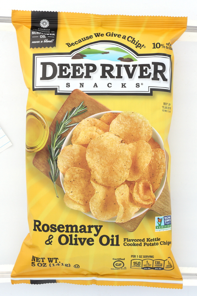 DEEP RIVER: Kettle Cooked Potato Chips Rosemary & Olive Oil, 5 oz - 0850668000870