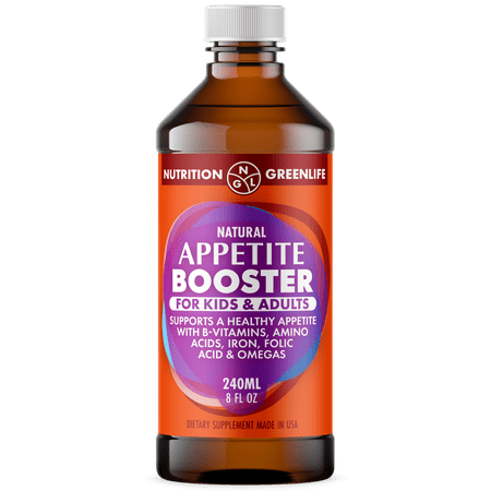 Appetite Booster Weight Gain Stimulant Supplement Eat More for Underweight Kids & Adults Fortified with Omega 3 6 9 + Vitamins B1 B2 B3 B5 B6 B12 Folic Acid Iron Zinc Amino Acids Flax Seed Oil - 850719005878