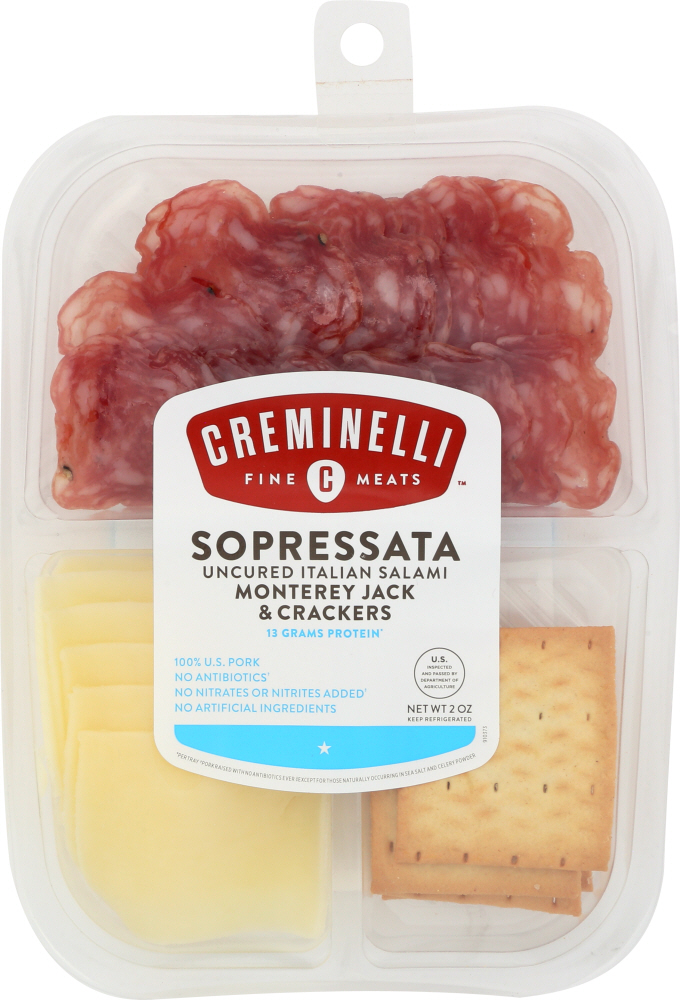 Sopressata Uncured Italian Salami With Monterey Jack Cheese & Crackers Artisan Charcuterie Snack, Sopressata With Monterey Jack Cheese & Crackers - 850732006753