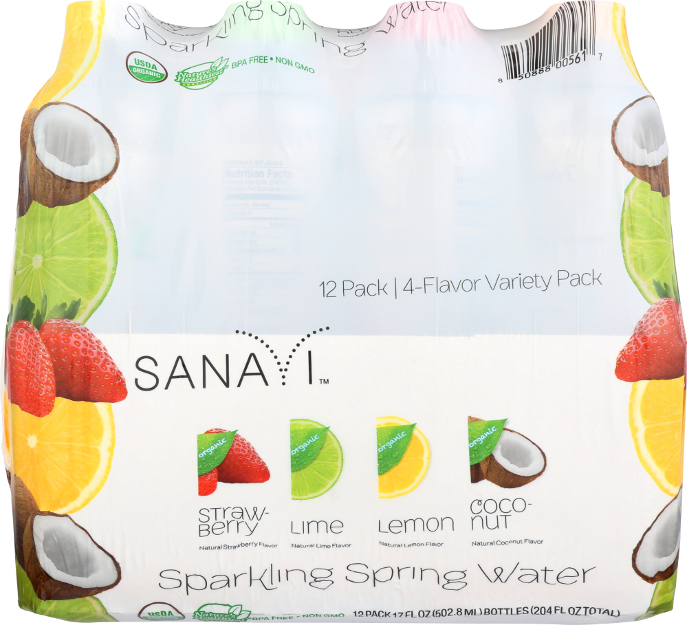 SANAVI: Spring Water 4 Variety Flavor Pack of 12, 204 oz - 0850888005617