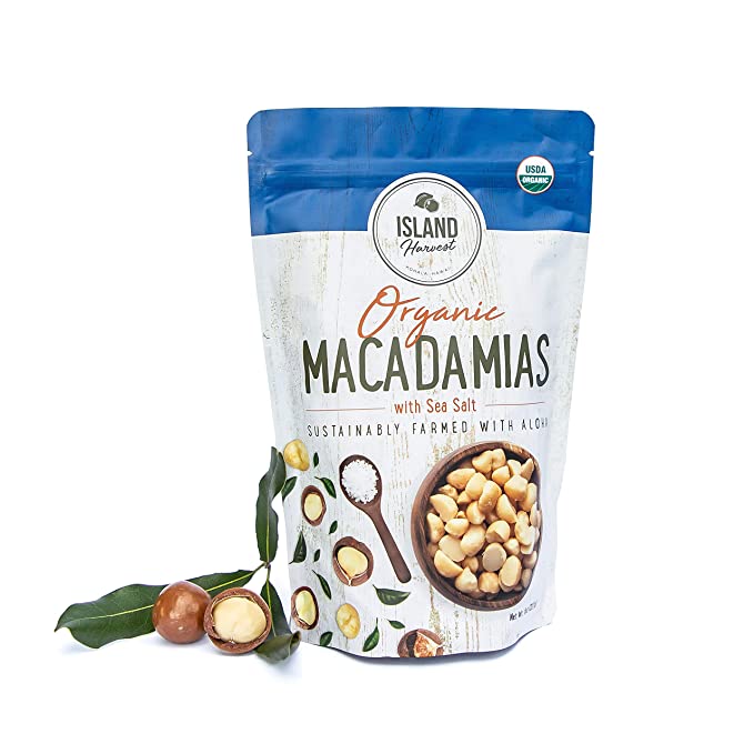  Island Harvest Organic Macadamia Nuts With Sea Salt - 100% Hawaiian Keto Friendly Nuts, All-Natural Non-GMO Macadamia Nuts Salted, Dry Roasted Nuts High In Fiber (8 Ounce)  - 850939002053